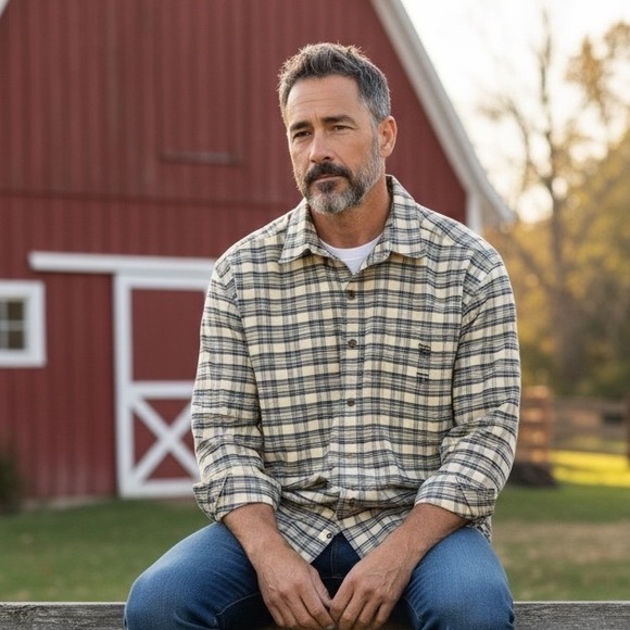 Lucchese Other - Lucchese 1883 Mens Tan Plaid Long Sleeve Western Button Down Shirt Large- Cotton